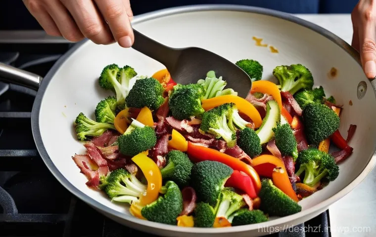 남은 재료로 만드는 맛있는 반찬 - **Prompt:** A cozy, sunlit German kitchen. An adult woman (30s-40s, wearing a comfortable t-shirt an...