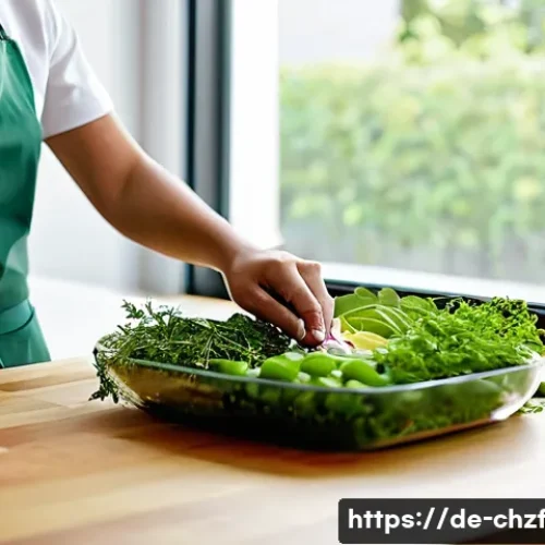 Home 7 식재료를 활용한 외식 메뉴 재현하기 - **Gourmet Kitchen Prep: Mise en Place and Fresh Ingredients**
A bright, clean, and organized mod...