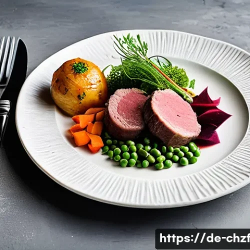 식재료를 활용한 특별한 디너 아이디어 - A beautifully arranged gourmet dinner plate showcasing regional German ingredients: tender beef roul...